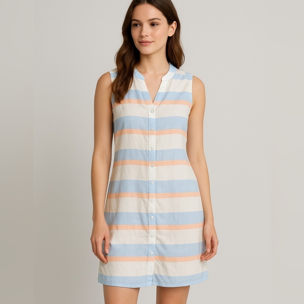 Cynthia rowley 100% linen nautical striped dress M